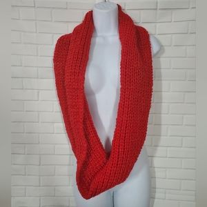 Red Cable Knit Infinity Scarf